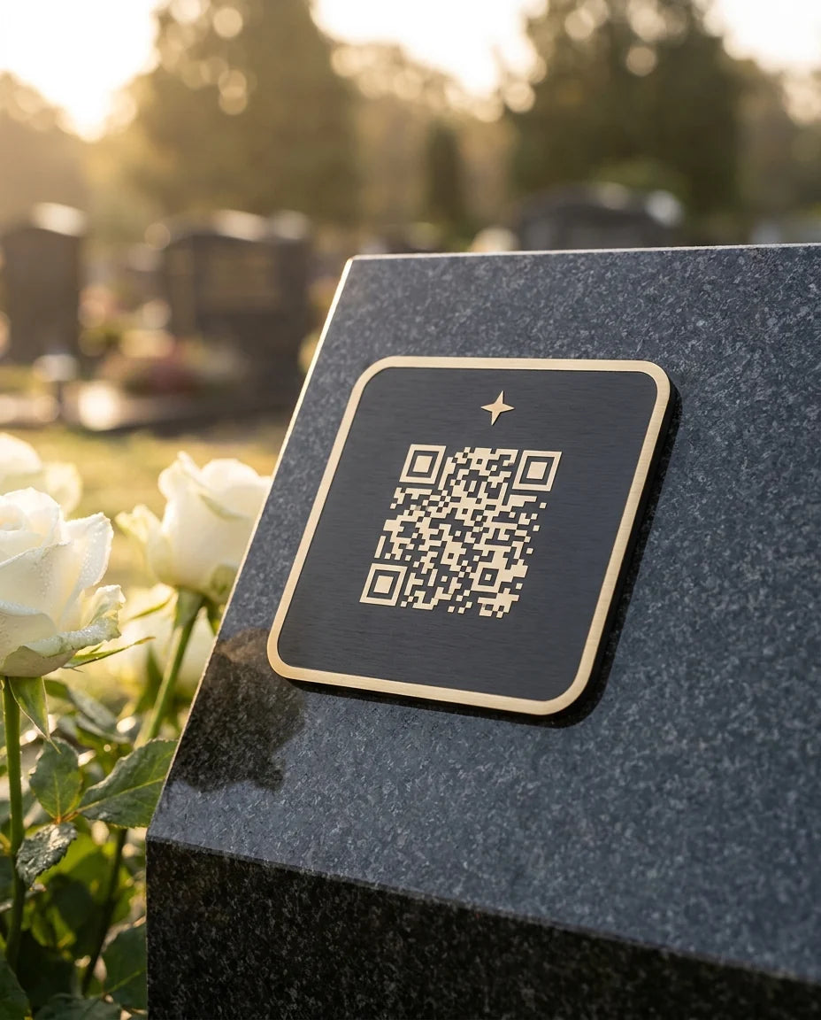 Family viewing a Lumestone memorial page on a phone