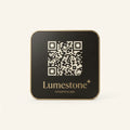 Lumestone QR memorial plaque — engraved anodized metal with brass frame